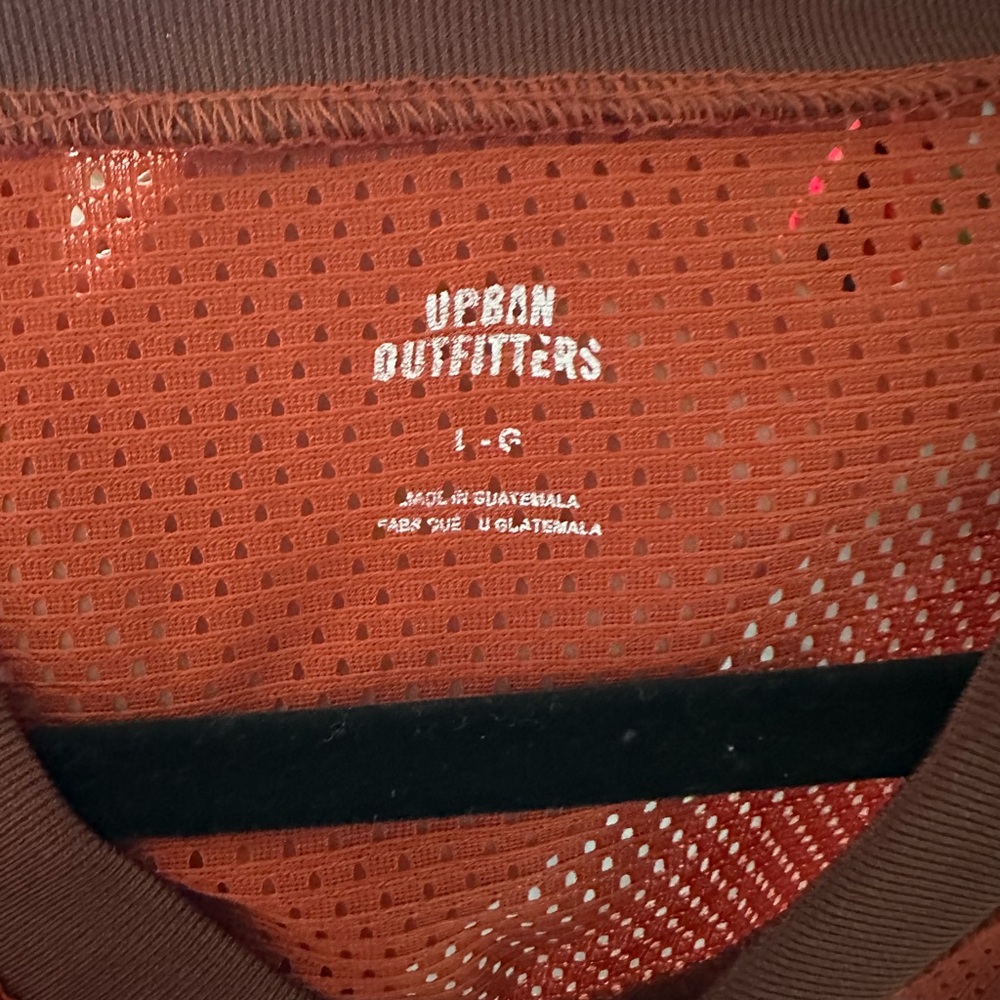 Urban Outfitters Brown and Orange Mesh Crop Jersey - Picture 3 of 3